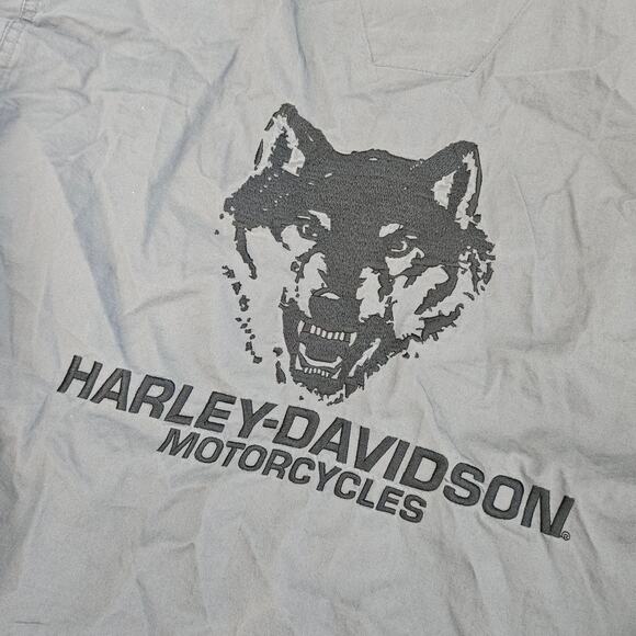 Vintage Harley Davidson Gray Snap Front Wolf Embroidered Long Sleeve Medium - Picture 8 of 8